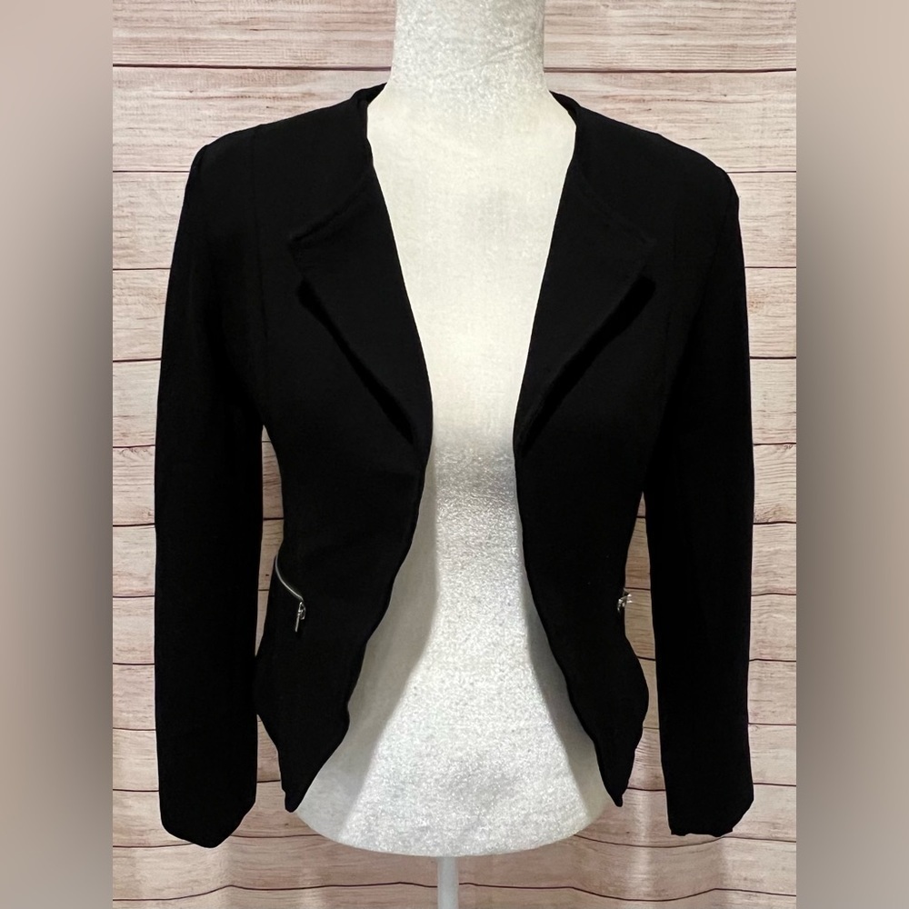 HAVE Jacket Blazer Women's Black Open Front Asymmetrical Long Sleeve Size M